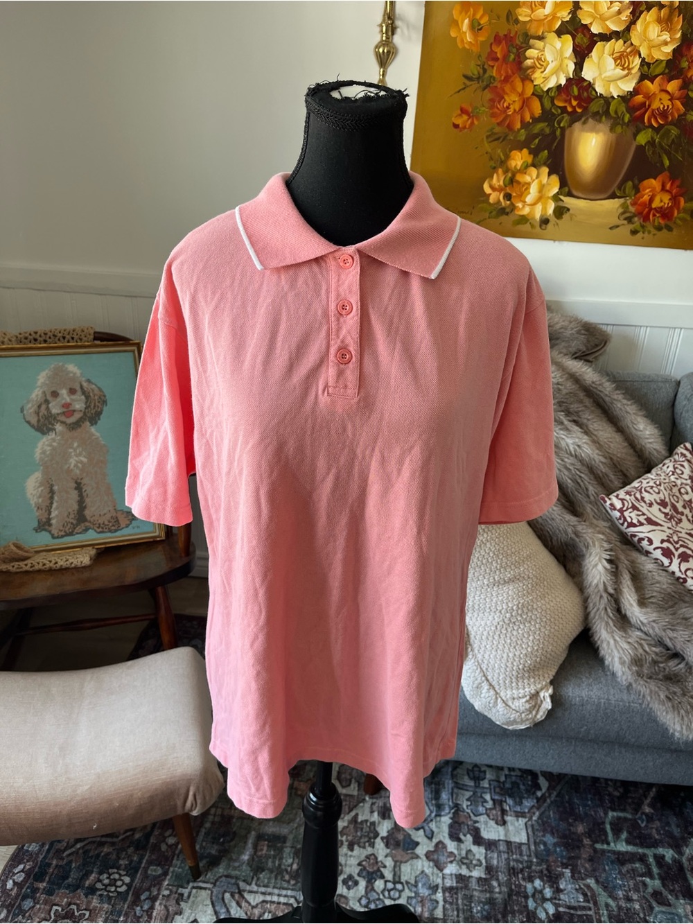 Women’s Vintage Northern Reflections Pink Polo Shirt Size L